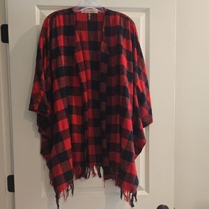 Red and Black Plaid Women's Cardigan